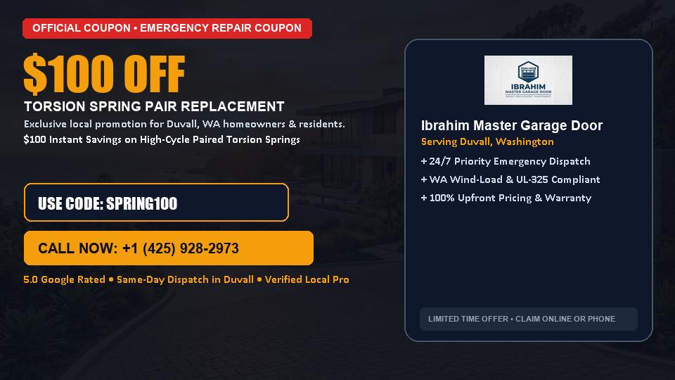 Ibrahim Master Garage Door $100 OFF Dual Torsion Spring Replacement